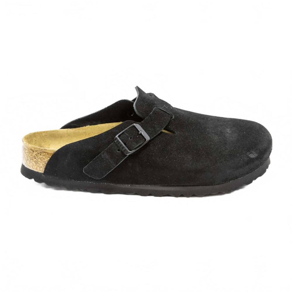 NEW BIRKENSTOCK men's boston soft footbed clogs in black